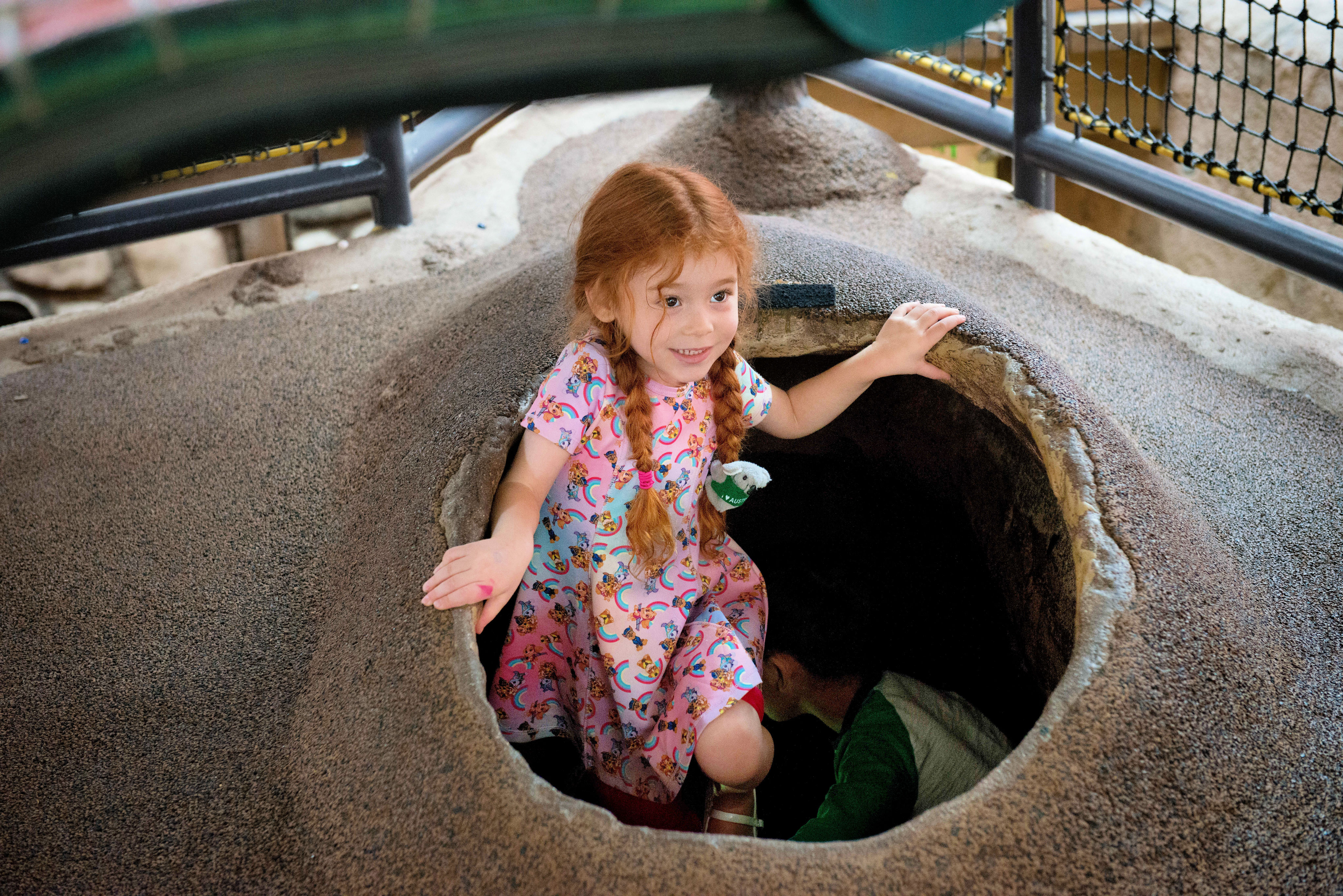 Kiddos can climb through the famous Ant Tunnel. Photo courtesy of Kidspace