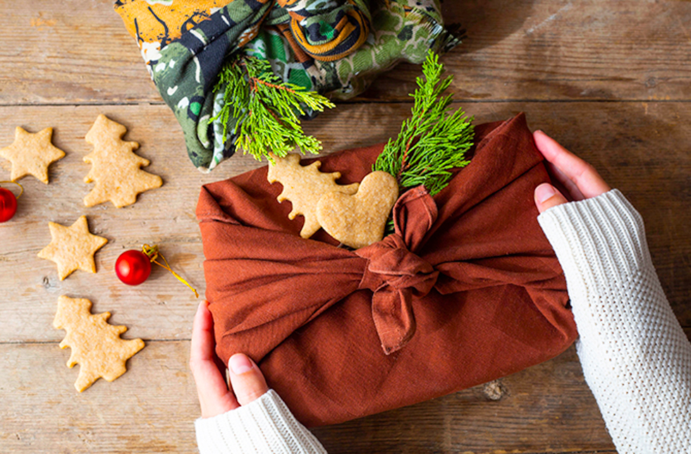 The Furoshiki method is a practical way to wrap gifts using pieces of cloth. Photo courtesy of Invaluable